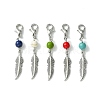 Alloy Feather Pendant Decorations HJEW-JM01379-01-1