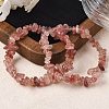 Unisex Chip Natural Strawberry Quartz Beaded Stretch Bracelets BJEW-S143-40-4
