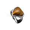 304 Stainless Steel with Natural Tiger Eye Finger Rings for Men FS-WG9BB25-09-2