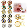 12Pcs 6 Colors Brass Rhinestone Cufflinks KK-ME0003-82-1