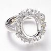 Adjustable Brass Micro Pave Clear Cubic Zirconia Finger Ring Components X-ZIRC-I049-23P-1