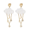 Acrylic Cloud with Moon Dangle Stud Earrings EJEW-JE06843-2