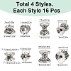 64Pcs 4 Styles Tibetan Style Alloy Bead Caps FIND-SC0009-51-2