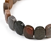 Natural Ocean Jasper Oval Beaded Stretch Bracelet G-E010-01-15-2