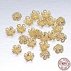 Real 18K Gold Plated 5-Petal 925 Sterling Silver Bead Caps STER-M100-01-1