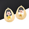 304 Stainless Steel Epoxy Resin Pendants STAS-T072-20-1