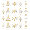 20Pcs 5 Styles Brass Pave Clear Cubic Zirconia Connector Charms KK-HS0001-30-1