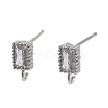 Brass Micro Pave Cubic Zirconia Studs Earrings Finding KK-K364-01P-1