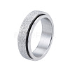 Non-Tarnish 201 Stainless Steel Sand Blast Rotating Finger Ring RJEW-N043-06P-1