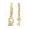 Lock & Key 925 Sterling Silver Micro Pave Clear Cubic Zirconia Hoop Earrings for Women EJEW-G427-01G-03-4