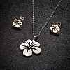 Stainless Steel Flower Stud Earrings & Pendant Necklaces Sets for Women PW-WG215D6-02-1