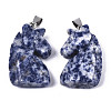 Carved Natural Sodalite Pendants G-N0327-002F-2