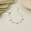 304 Stainless Steel Pave Clear Cubic Zirconia Charm Bracelets WG237FB-02-1