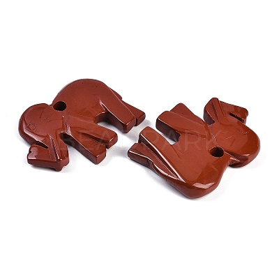 Natural Dalmatian Jasper/Red Jasper/Marble/Sinkiang Jade Carved Pendants G-K383-14-1