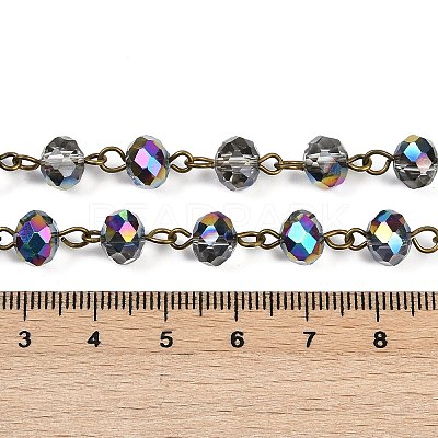 Handmade Electroplate Glass Faceted Rondelle Beads Chains for Necklaces Bracelets Making AJEW-JB00145-01-1