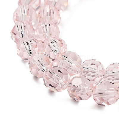 Misty Rose Color Faceted(32 Facets) Round Glass Beads Strands X-EGLA-J042-6mm-19-1