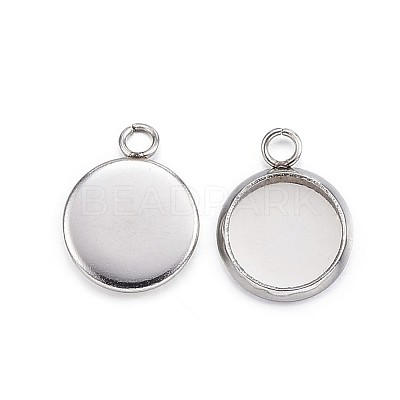 Tarnish Resistant 304 Stainless Steel Pendant Cabochon Settings STAS-G127-13-8mm-P-1