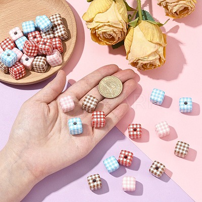 10Pcs Printed Opaque Acrylic Beads MACR-YW0004-19E-1