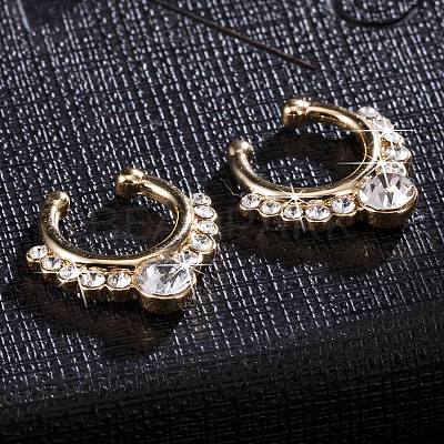 Personality Brass Cubic Zirconia Clip-on Nose Septum Rings AJEW-EE0002-001G-01-1
