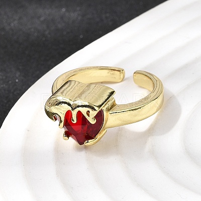 Glass Cuff Open Rings RJEW-P178-01B-G-1