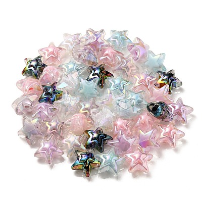 UV Plating Rainbow Iridescent Transparent Acrylic Beads OACR-C007-06-1