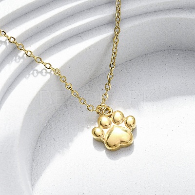 Dog Paw Print 304 Stainless Steel Pendant Necklaces & Bracelets & Stud Earrings Sets for Women SJEW-C004-20G-1