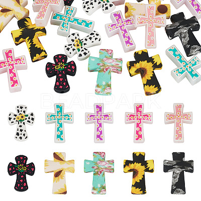 20Pcs 10 Styles Cross Silicone Focal Beads SIL-TA0002-78-1