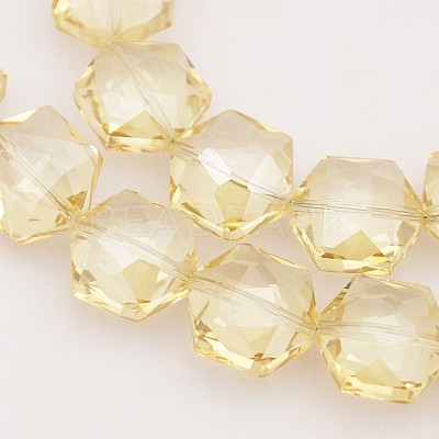 Hexagon Electroplate Full Rainbow Plated Glass Beads Strands EGLA-P015-F01-1