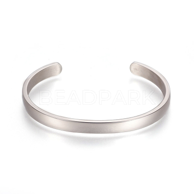 Tarnish Resistant 304 Stainless Steel Cuff Bangles STAS-I110-10-6mm-P-1