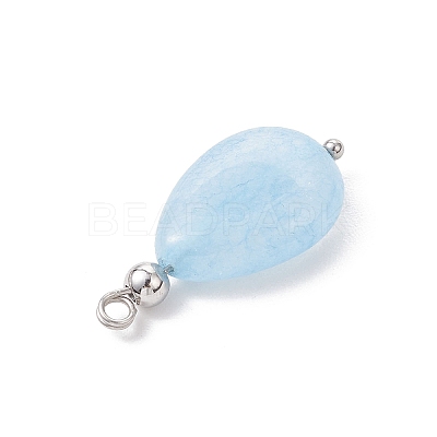 4Pcs 4 Styles Natural Amethyst & Rose Quartz & Green Aventurine & Dyed Quartz Teardrop Charms with Brass Bails PALLOY-JF04268-02-1