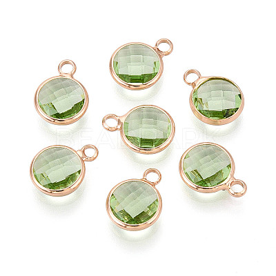 Golden Tone Brass Glass Charms GLAA-ZX008-24K-G-1