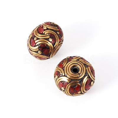 2Pcs Handmade Tibetan Style Beads KK-TA0008-43-1