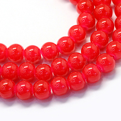 Baking Paint Imitation Jade Glass Round Bead Strands X-DGLA-Q021-10mm-05-1