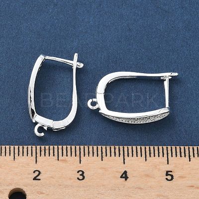 Brass Micro Pave Clear Cubic Zirconia Hoop Earring Findings KK-H532-16S-1