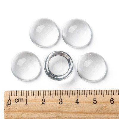Transparent Half Round Glass Cabochons X-GGLA-R027-18mm-1