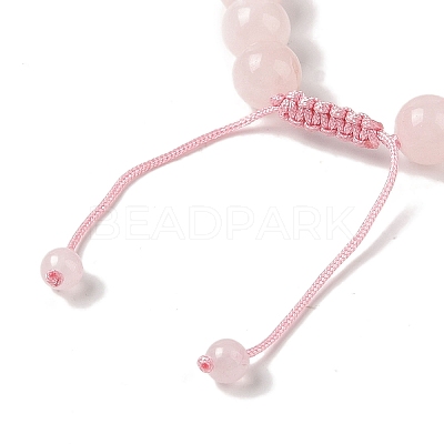 10mm Round Dyed Natural Rose Quartz Braided Bead Bracelets BJEW-C067-01C-20-1