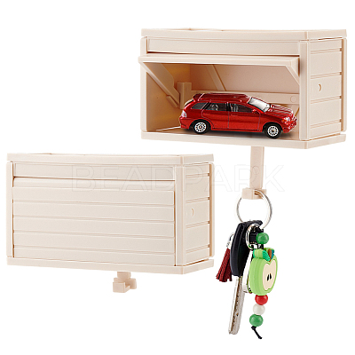 ABS Plastic Car Garage Key Holder with Opening Door AJEW-WH0794-20B-1
