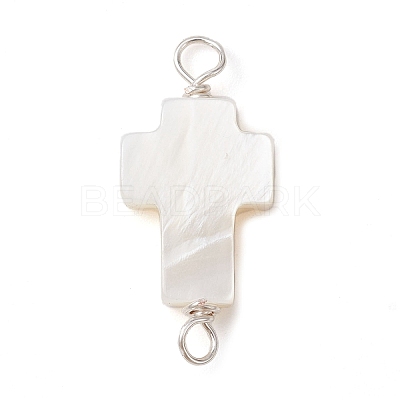 Natural Freshwater Shell Connector Charms PALLOY-JF02441-02-1