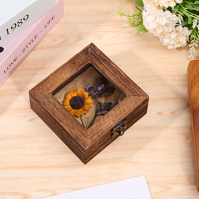 Square Wood Insect Display Case with White EVA Foam Mat Inside CON-WH0086-103A-1