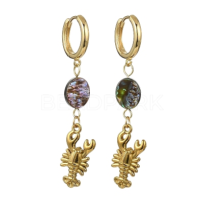 Ocean 304 Stainless Steel and Paua Shell Dangle Earrings EJEW-JE07109-1