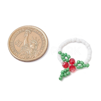 Christmas Glass Finger Rings RJEW-TA00220-1