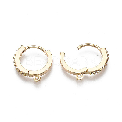 Brass Micro Pave Cubic Zirconia Huggie Hoop Earring Findings X-KK-T063-013-NF-1