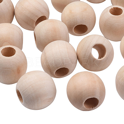 Natural Unfinished Wood Beads WOOD-25-LF-1