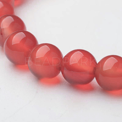 Natural Agate Round Beaded Stretch Bracelets BJEW-F203-08-1