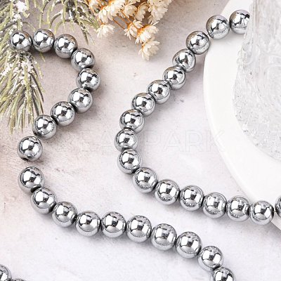 Non-magnetic Synthetic Hematite Beads Strands G-S096-10mm-3-1