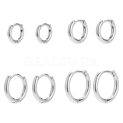 4Pairs 4 Styles Brass Huggie Hoop Earrings EJEW-PH0001-28P-1