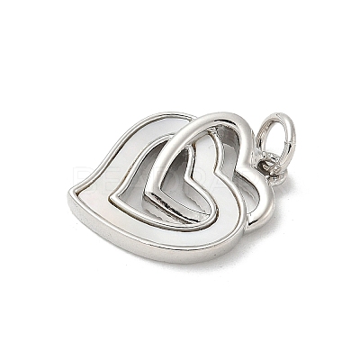 Brass Pave Natural White Shell Pendants KK-S522-08C-P-1