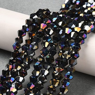 Opaque Solid Color Electroplate Glass Beads Strands EGLA-A039-P4mm-B17-1