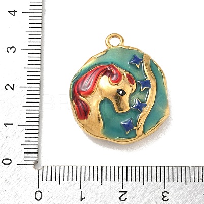 Hollow 304 Stainless Steel Two Sides Enamel Pendants STAS-L316-17G-03-1