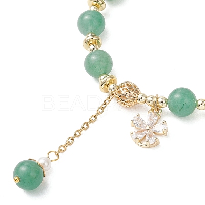 Natural Green Aventurine Round Beaded Bracelets for Women BJEW-JB13123-02-1